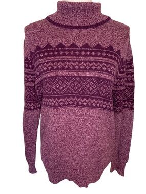 NorthCrest Women Purple Turtleneck Sweater 100% Cotton Size 14-16 Large